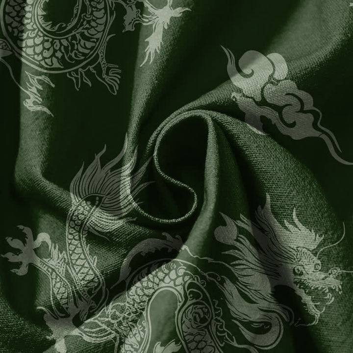 Buddha Stones Pantaloni harem da uomo in puro cotone con coulisse e tasche, fantasia drago e nuvole. - image 11