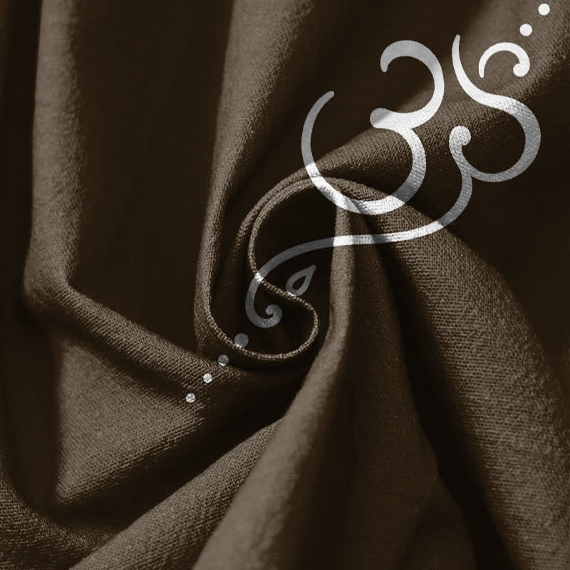 Buddha Stones Pantaloni harem da uomo in puro cotone con motivo loto Om e coulisse, con tasche. - image 11