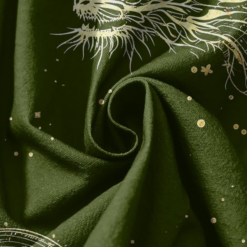 Buddha Stones Pantaloni harem da uomo in puro cotone con coulisse e tasche, fantasia drago dorato e nuvole, con motivo a nuvole e drago. - image 17