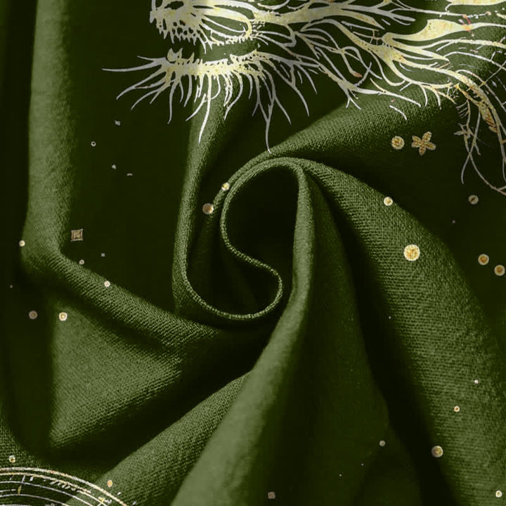 Buddha Stones Pantaloni harem da uomo in puro cotone con coulisse e tasche, fantasia drago dorato e nuvole, con motivo a nuvole e drago. - image 17
