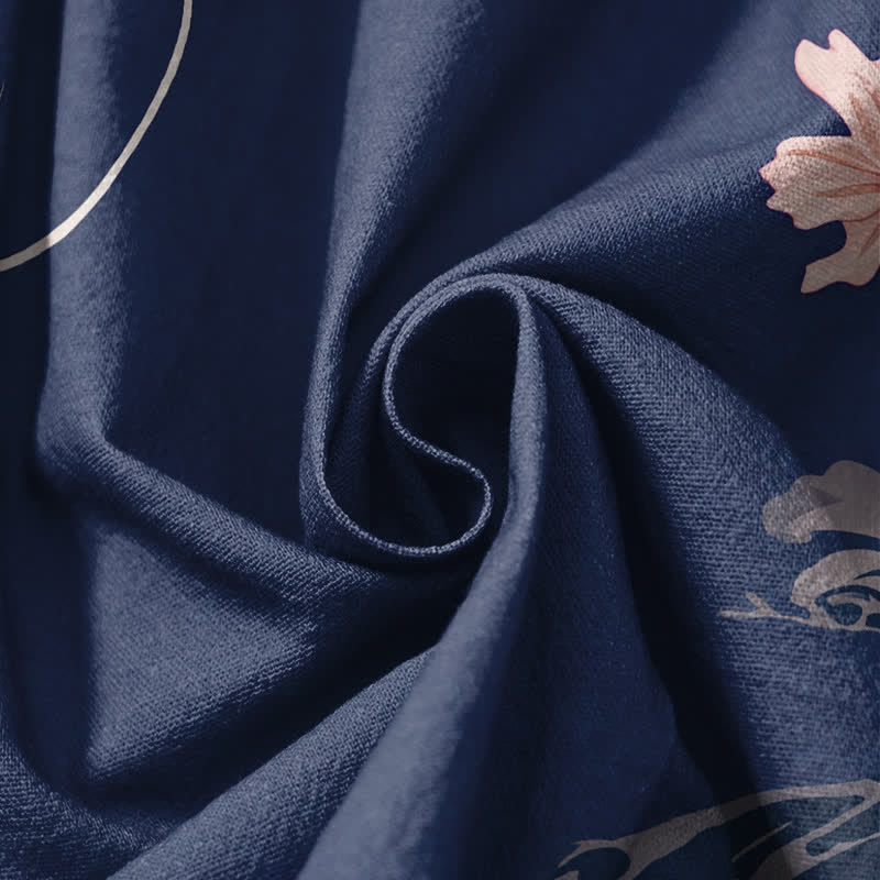 Buddha Stones Pantaloni harem da uomo in puro cotone con coulisse e tasche, motivo drago, sakura e loto. - image 17