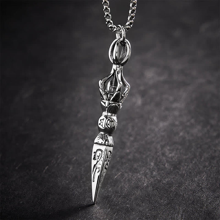 Buddha Stones Collana vintage con ciondolo Vajra in acciaio al titanio, simbolo di potere spirituale. - Vajra - image 0