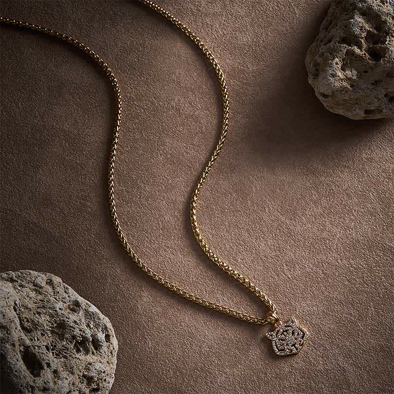 Buddha Stones Collana con testa di tigre dello zodiaco cinese in acciaio al titanio, simbolo di forza - image 5
