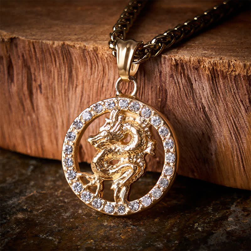 Buddha Stones Collana con ciondolo portafortuna in acciaio al titanio con i simboli dello zodiaco cinese: capra, drago, tigre, bue. - image 15