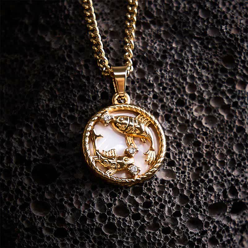 Buddha Stones Collana con ciondolo rotondo in acciaio al titanio a forma di pesce koi, simbolo di forza e successo. - image 8
