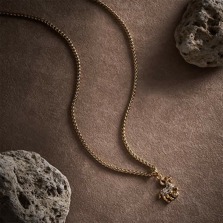 Buddha Stones Collana con ciondolo a forma di capra dello zodiaco cinese in acciaio al titanio, simbolo di prosperità. - image 6