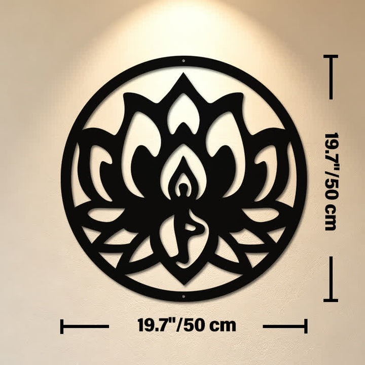 Buddha Stones Decorazione murale rotonda in metallo nero con simboli significativi di loto e illuminazione. - Circa 50 cm x 50 cm x 0,12 cm / 19,69 pollici x 19,69 pollici x 0,05 pollici - image 10