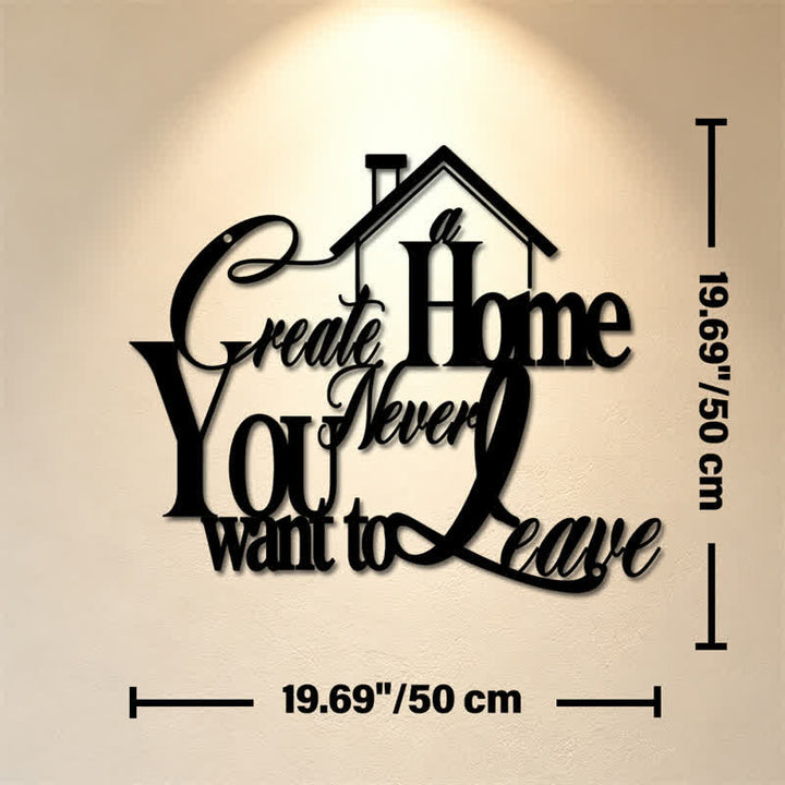 Buddha Stones "Crea una casa che non vorrai mai lasciare" Citazione in metallo, simbolo significativo, decorazione murale in ferro - Circa 50 cm x 50 cm x 0,12 cm / 19,69 pollici x 19,69 pollici x 0,05 pollici - image 10