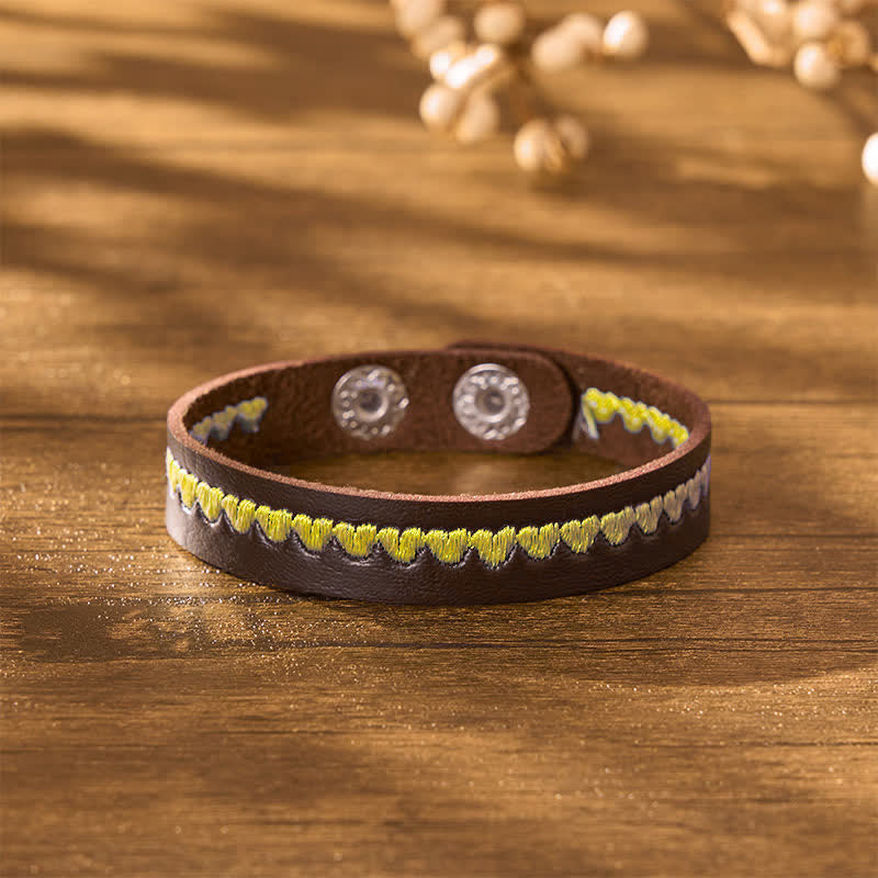 Buddha Stones Bracciale regolabile in pelle con fibbia protettiva ricamata a forma di cuore. - image 9