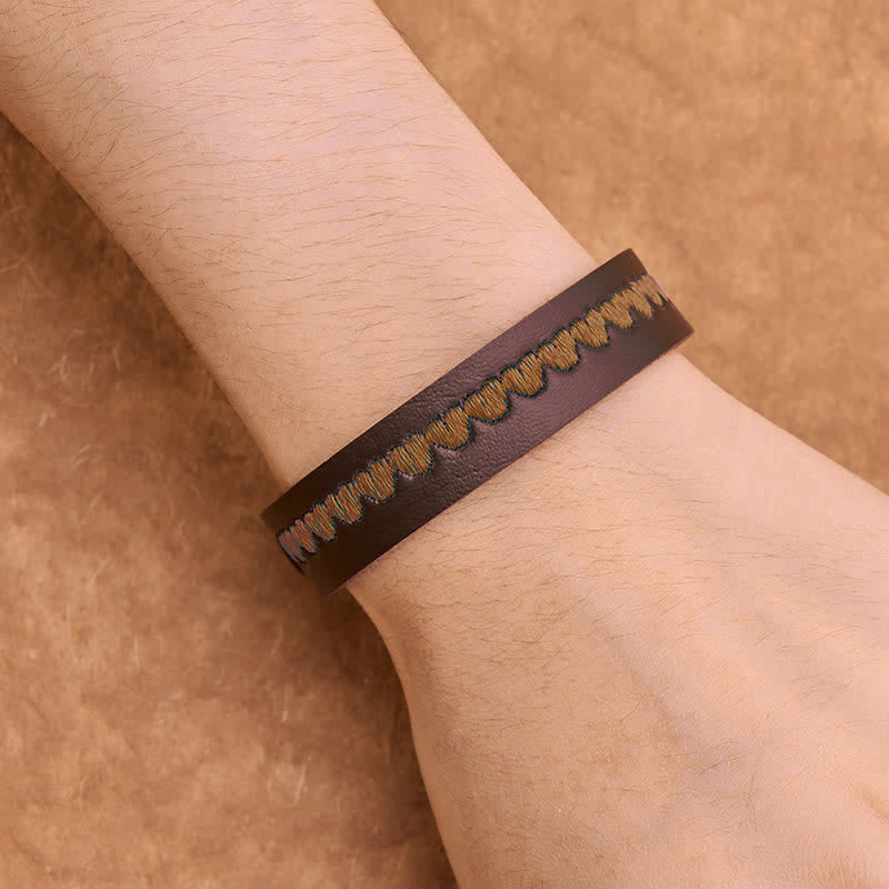 Buddha Stones Bracciale regolabile in pelle con fibbia protettiva ricamata a forma di cuore. - image 26