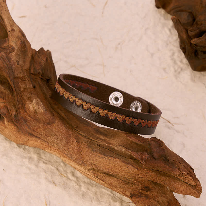 Buddha Stones Bracciale regolabile in pelle con fibbia protettiva ricamata a forma di cuore. - image 25