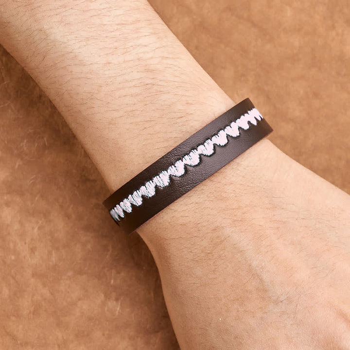 Buddha Stones Bracciale regolabile in pelle con fibbia protettiva ricamata a forma di cuore. - image 19