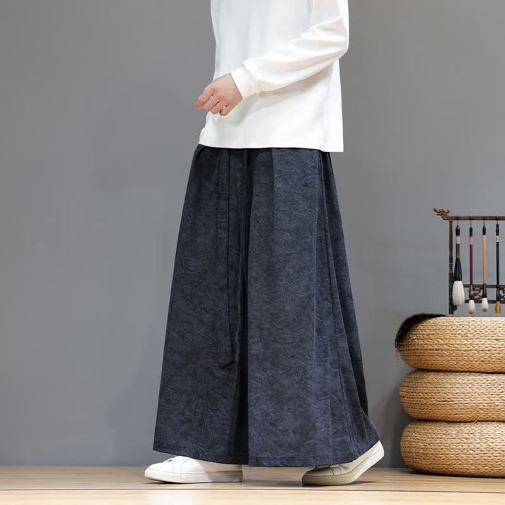 Buddha Stones Pantaloni da uomo a gamba larga in velluto a coste, stile vintage, con coulisse, per autunno/inverno. - Nero - US/UK/AU46, EU56 (5XL) - image 8