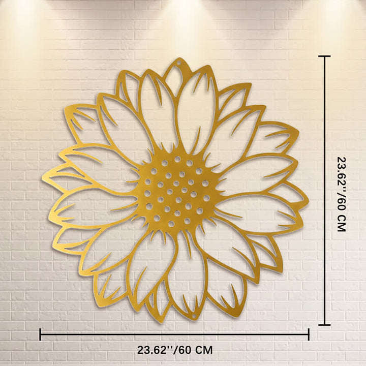Buddha Stones Decorazione murale rotonda in ferro con girasoli floreali, energia energetica - Oro - Circa 60 cm x 60 cm x 0,12 cm / 23,62 pollici x 23,62 pollici x 0,05 pollici - image 30