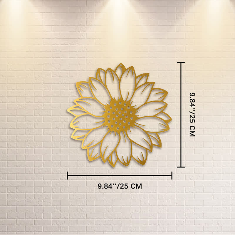 Buddha Stones Decorazione murale rotonda in ferro con girasoli floreali, energia energetica - Oro - Circa 25 cm x 25 cm x 0,1 cm / 9,84 pollici x 9,84 pollici x 0,04 pollici - image 19