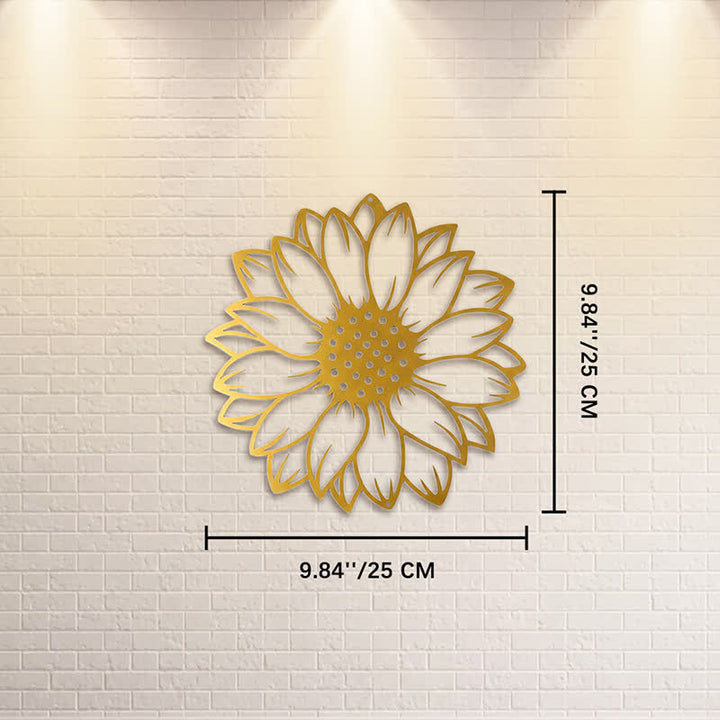 Buddha Stones Decorazione murale rotonda in ferro con girasoli floreali, energia energetica - Oro - Circa 25 cm x 25 cm x 0,1 cm / 9,84 pollici x 9,84 pollici x 0,04 pollici - image 19