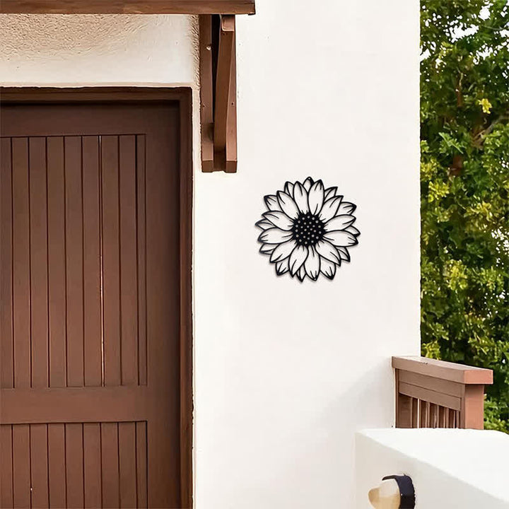 Buddha Stones Decorazione murale rotonda in ferro con girasoli floreali, energia energetica - image 5