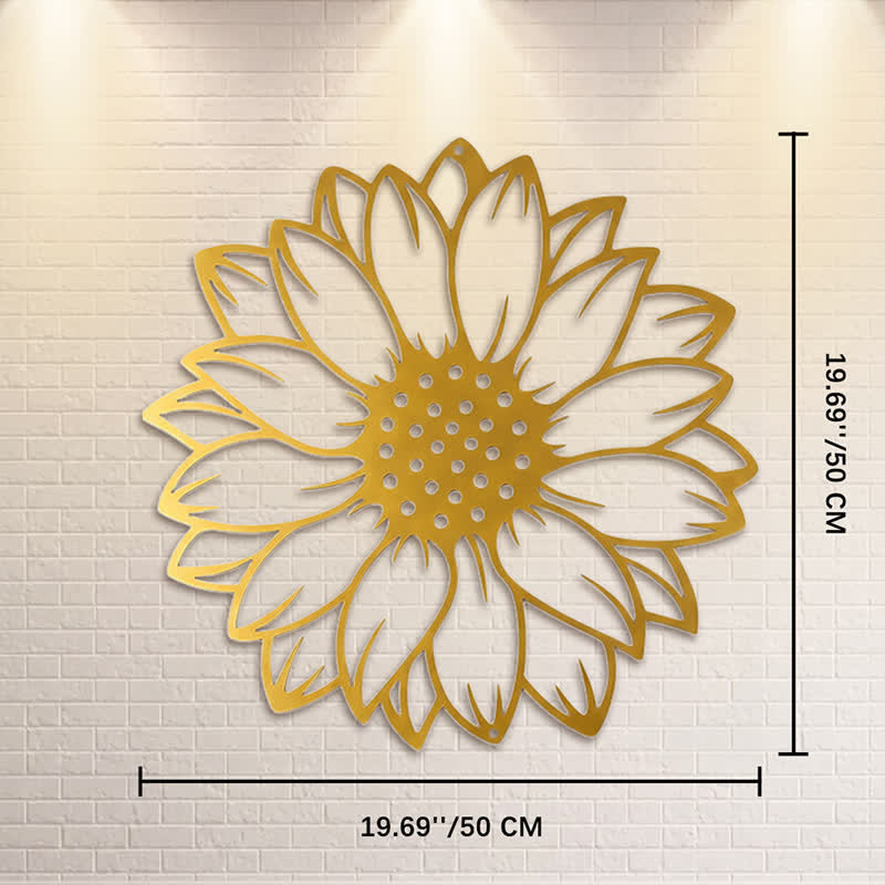 Buddha Stones Decorazione murale rotonda in ferro con girasoli floreali, energia energetica - Oro - Circa 50 cm x 50 cm x 0,12 cm / 19,69 pollici x 19,69 pollici x 0,05 pollici - image 28