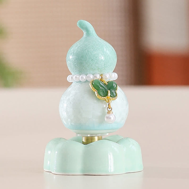 Buddha Stones Zucca a forma di farfalla in ceramica girevole, decorazione per uno stile di vita consapevole. - Farfalla verde zucca + verde scuro + base verde - image 18
