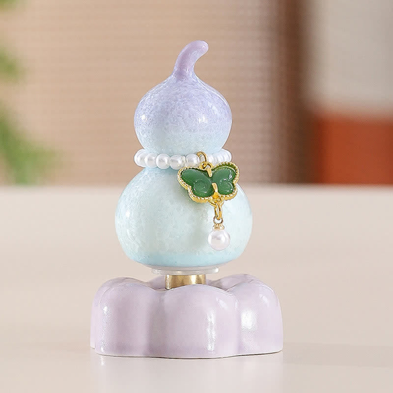 Buddha Stones Zucca a forma di farfalla in ceramica girevole, decorazione per uno stile di vita consapevole. - Zucca viola + Farfalla verde scuro + Base viola - image 14