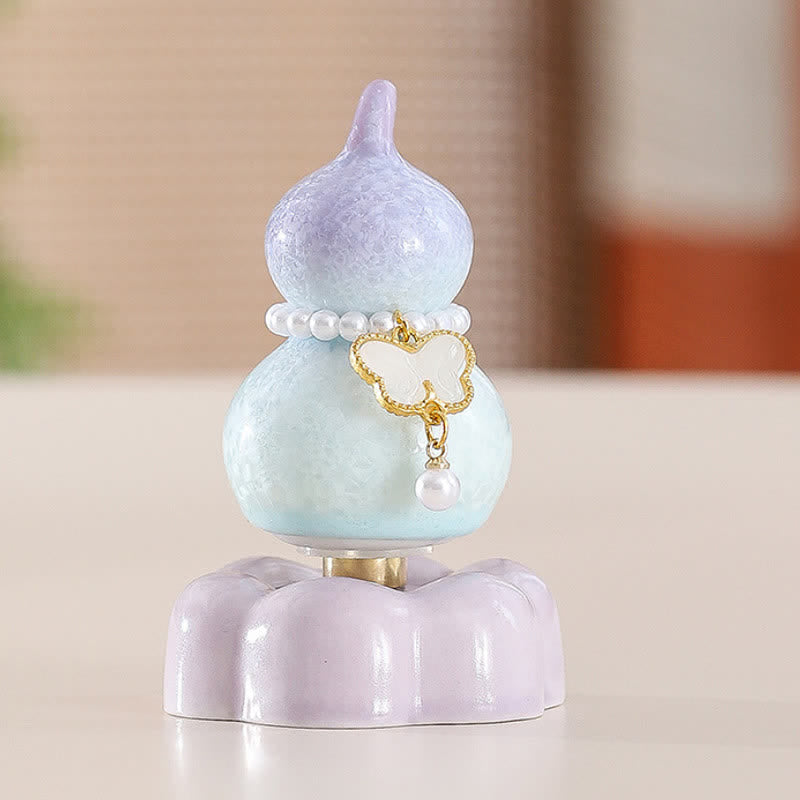 Buddha Stones Zucca a forma di farfalla in ceramica girevole, decorazione per uno stile di vita consapevole. - Zucca Viola + Farfalla Bianca + Base Viola - image 21