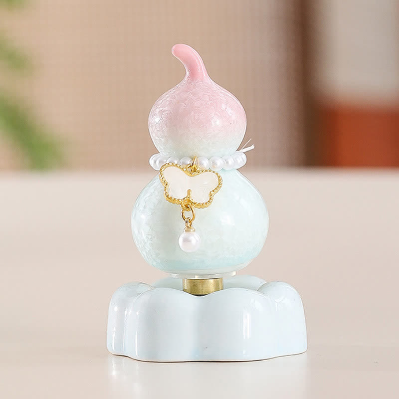 Buddha Stones Zucca a forma di farfalla in ceramica girevole, decorazione per uno stile di vita consapevole. - Zucca Rosa + Farfalla Bianca + Base Rosa - image 23