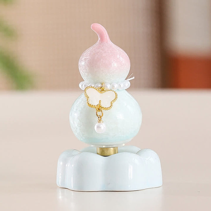 Buddha Stones Zucca a forma di farfalla in ceramica girevole, decorazione per uno stile di vita consapevole. - Zucca Rosa + Farfalla Bianca + Base Rosa - image 23