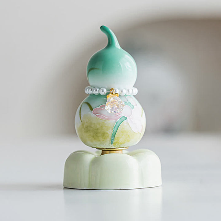 Buddha Stones Zucca di loto verde in ceramica dipinta a mano, decorazione per la vita consapevole. - image 1