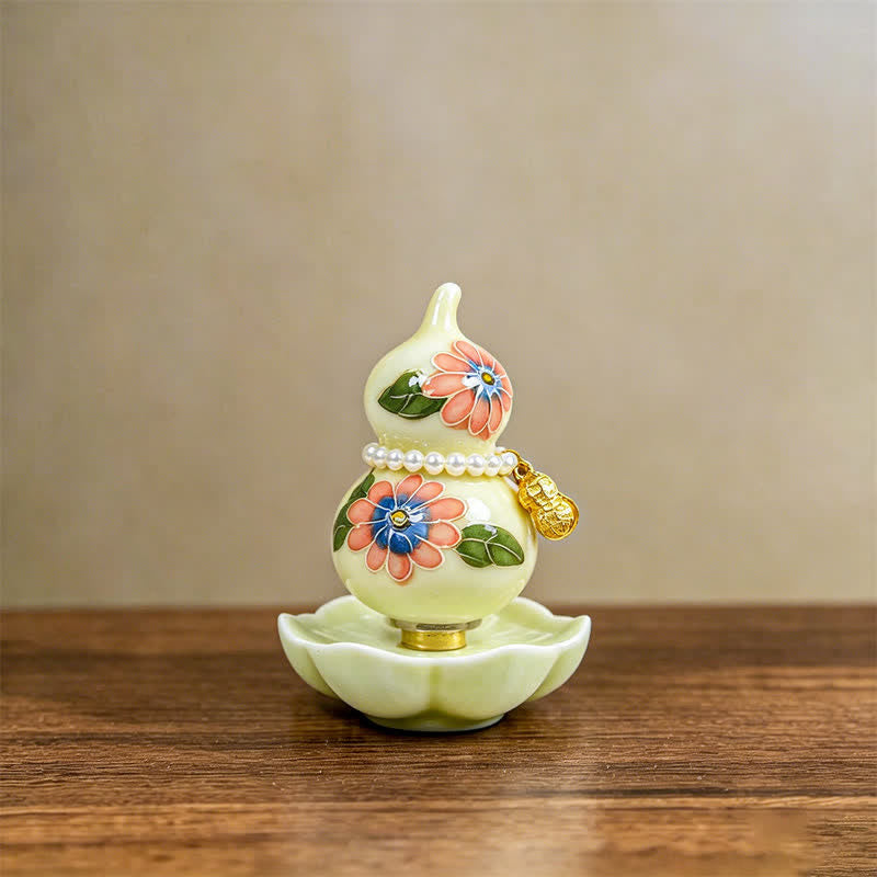 Buddha Stones Zucca di ceramica dipinta a mano a forma di peonia, simbolo di prosperità e vita consapevole. - Amuleto rosa per la ricchezza - Circa 6*8 cm (accessorio casuale) - image 12