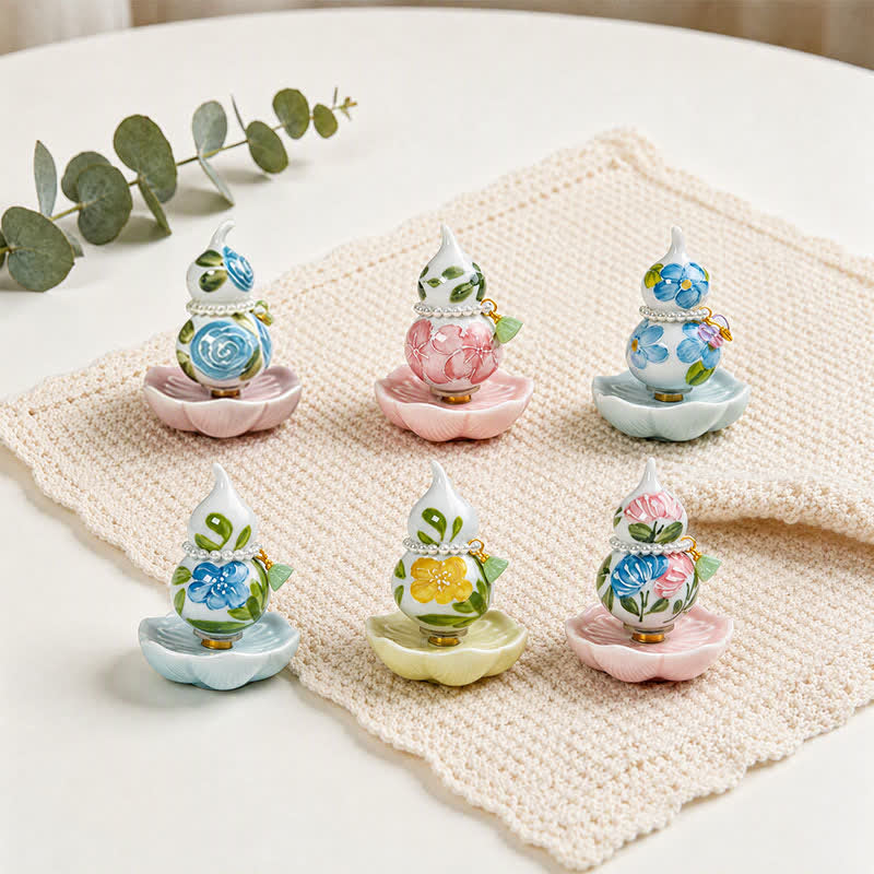 Buddha Stones Zucca di ceramica dipinta a mano a forma di peonia, simbolo di prosperità e vita consapevole. - image 14