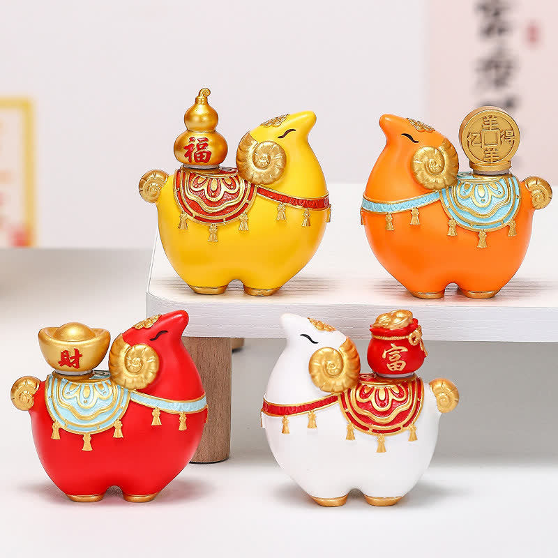 Buddha Stones Statuetta portafortuna a forma di animale, simbolo dello zodiaco cinese: capra, pecora, lingotto, zucca, moneta di rame, sacchetto portafortuna, prosperità. - image 20