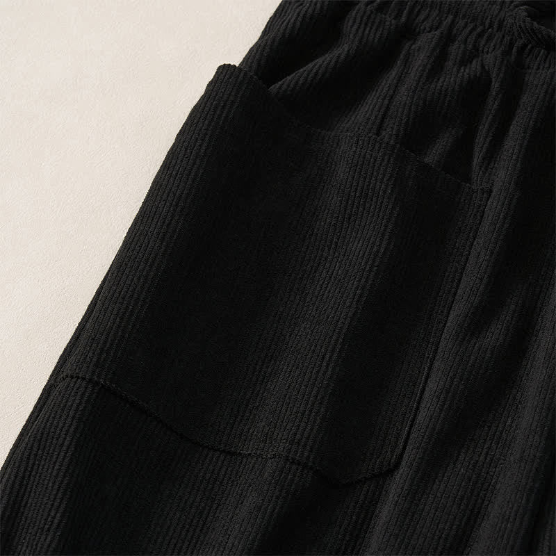 Buddha Stones Pantaloni corti da donna a tinta unita con coulisse, ideali per autunno/inverno, modello harem con tasche. - image 9