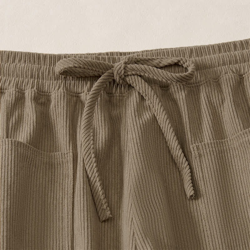 Buddha Stones Pantaloni corti da donna a tinta unita con coulisse, ideali per autunno/inverno, modello harem con tasche. - image 19