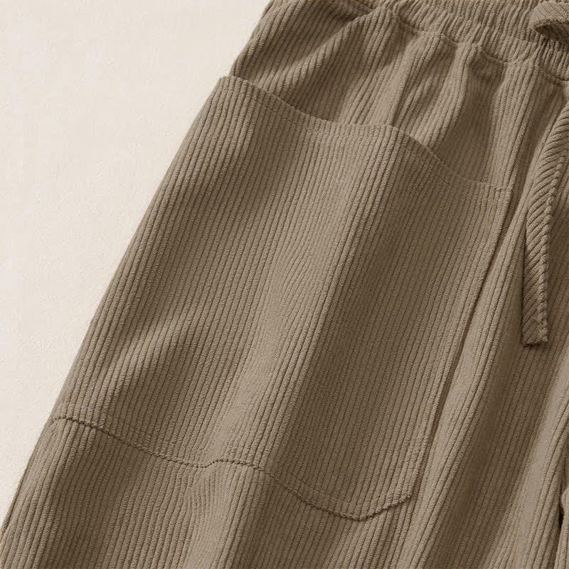 Buddha Stones Pantaloni corti da donna a tinta unita con coulisse, ideali per autunno/inverno, modello harem con tasche. - image 17