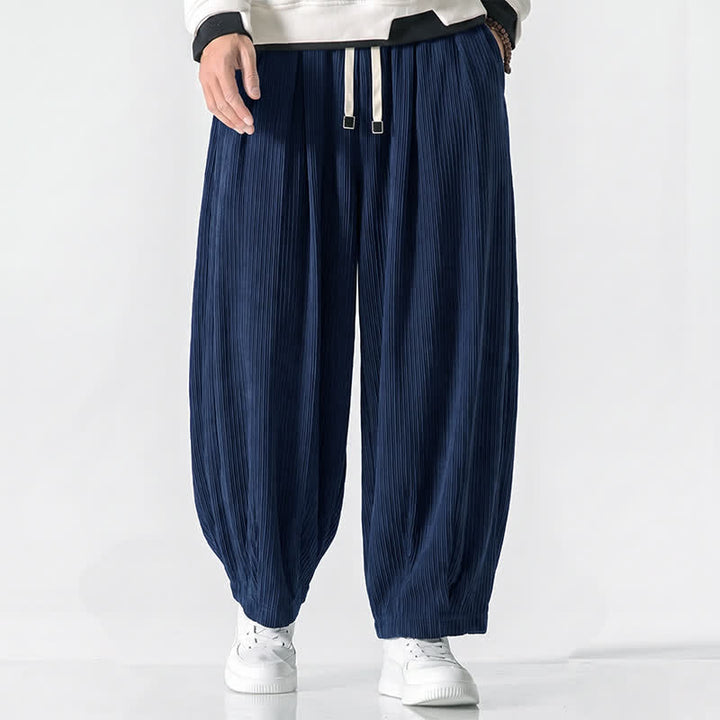 Buddha Stones Pantaloni harem da uomo in velluto a coste, stile vintage, con coulisse, per autunno/inverno, casual, vintage, con tasche. - Marina - US/UK/AU50, EU60 (6XL) - image 8
