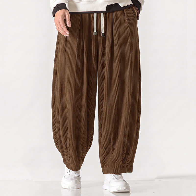 Buddha Stones Pantaloni harem da uomo in velluto a coste, stile vintage, con coulisse, per autunno/inverno, casual, vintage, con tasche. - Marrone sella - US/UK/AU50, EU60 (6XL) - image 26