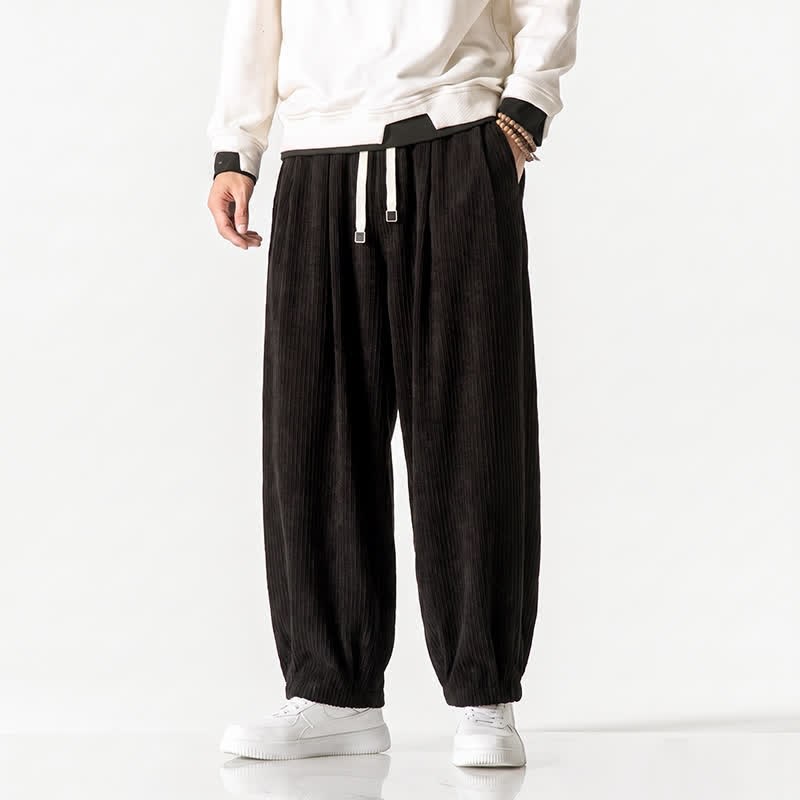 Buddha Stones Pantaloni harem da uomo in velluto a coste, stile vintage, con coulisse, per autunno/inverno, casual, vintage, con tasche. - image 23