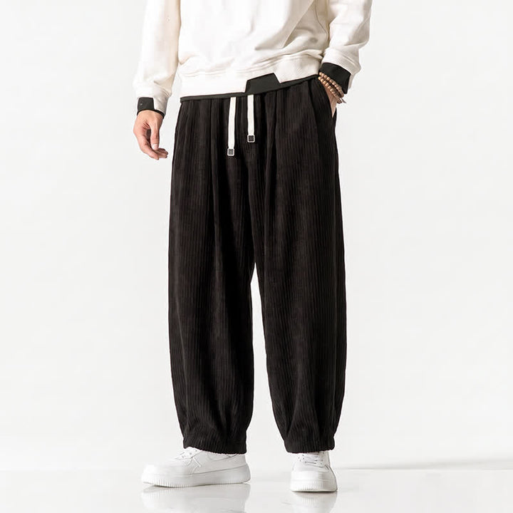 Buddha Stones Pantaloni harem da uomo in velluto a coste, stile vintage, con coulisse, per autunno/inverno, casual, vintage, con tasche. - image 23
