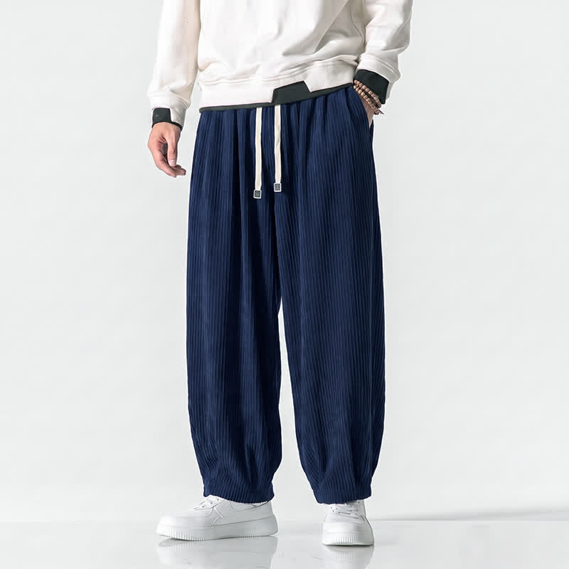Buddha Stones Pantaloni harem da uomo in velluto a coste, stile vintage, con coulisse, per autunno/inverno, casual, vintage, con tasche. - image 10