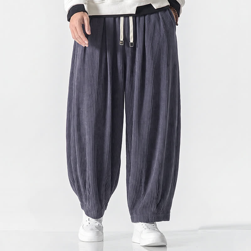 Buddha Stones Pantaloni harem da uomo in velluto a coste, stile vintage, con coulisse, per autunno/inverno, casual, vintage, con tasche. - image 1