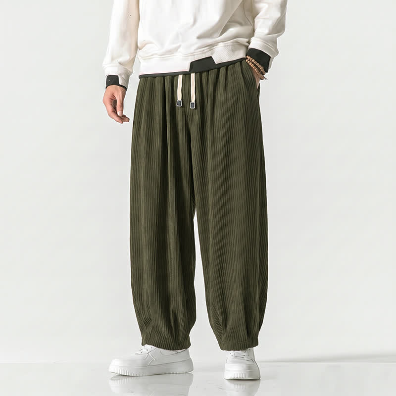 Buddha Stones Pantaloni harem da uomo in velluto a coste, stile vintage, con coulisse, per autunno/inverno, casual, vintage, con tasche. - image 15