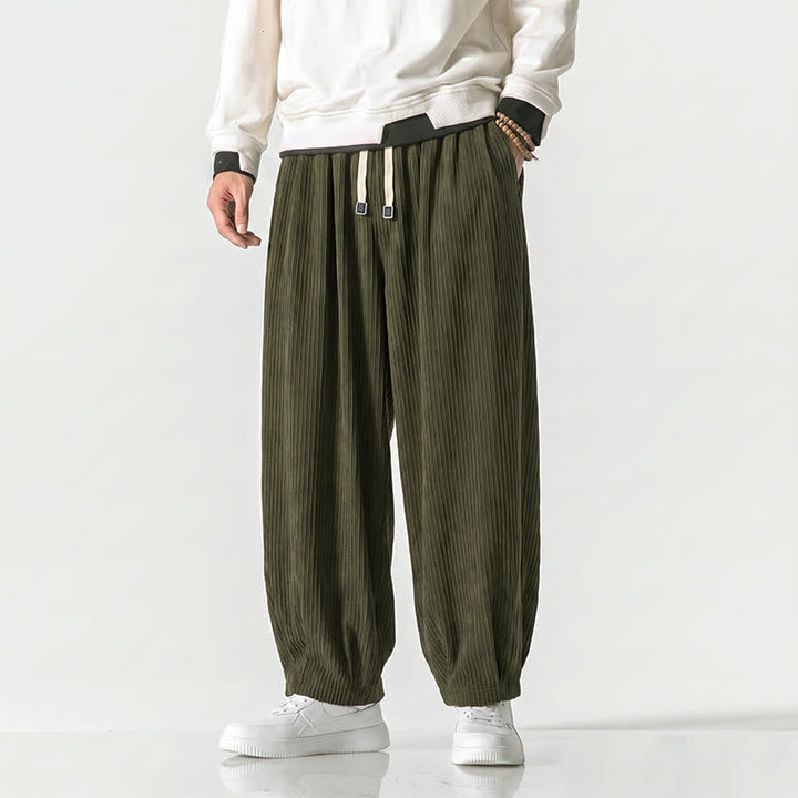 Buddha Stones Pantaloni harem da uomo in velluto a coste, stile vintage, con coulisse, per autunno/inverno, casual, vintage, con tasche. - image 15