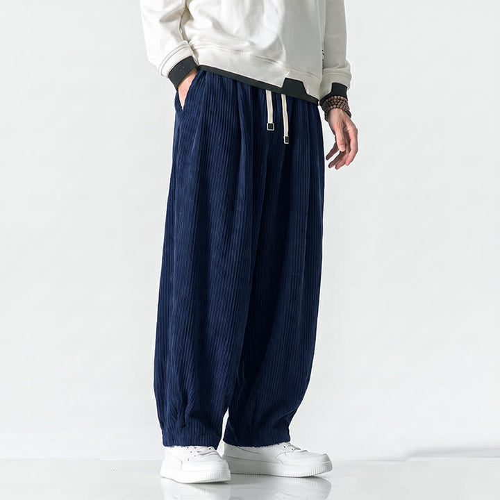 Buddha Stones Pantaloni harem da uomo in velluto a coste, stile vintage, con coulisse, per autunno/inverno, casual, vintage, con tasche. - image 9