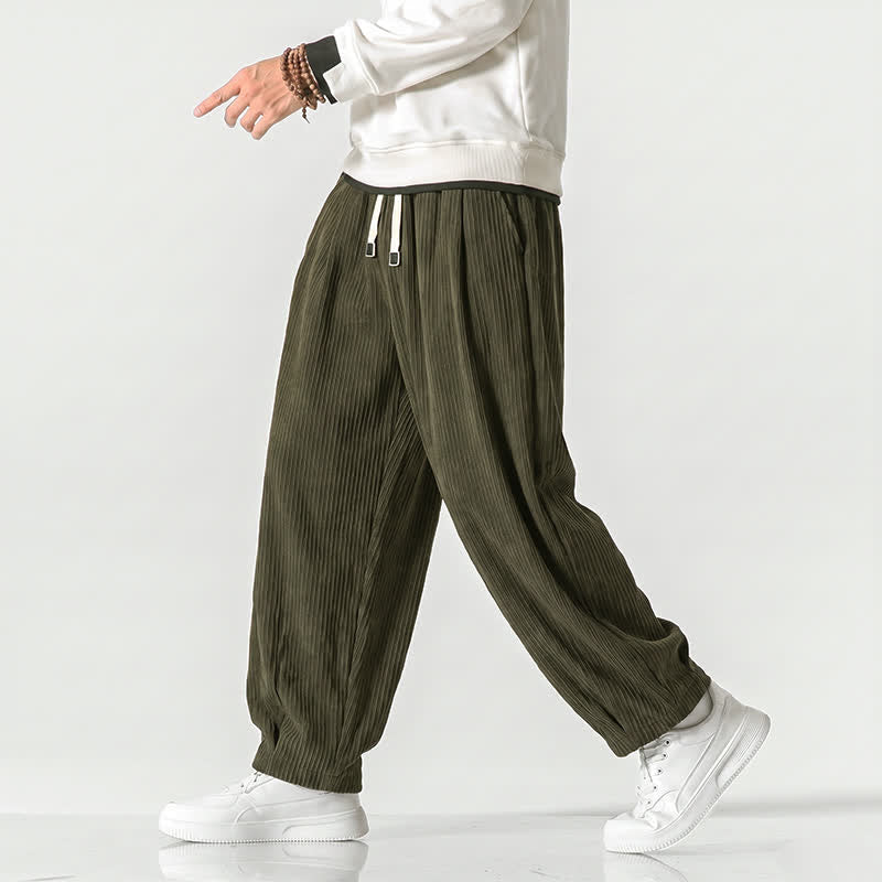 Buddha Stones Pantaloni harem da uomo in velluto a coste, stile vintage, con coulisse, per autunno/inverno, casual, vintage, con tasche. - image 16
