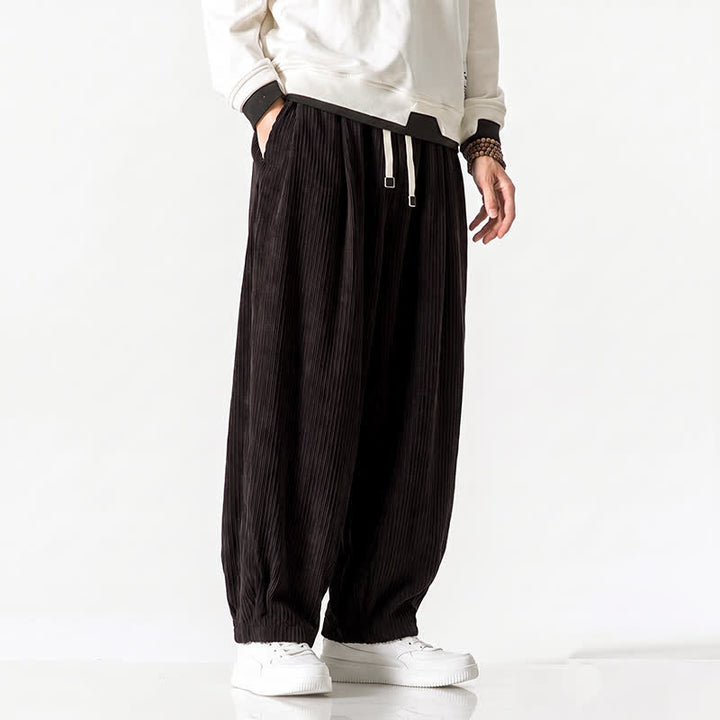 Buddha Stones Pantaloni harem da uomo in velluto a coste, stile vintage, con coulisse, per autunno/inverno, casual, vintage, con tasche. - image 22