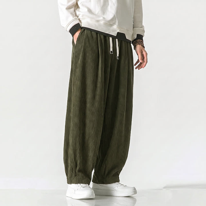 Buddha Stones Pantaloni harem da uomo in velluto a coste, stile vintage, con coulisse, per autunno/inverno, casual, vintage, con tasche. - image 14