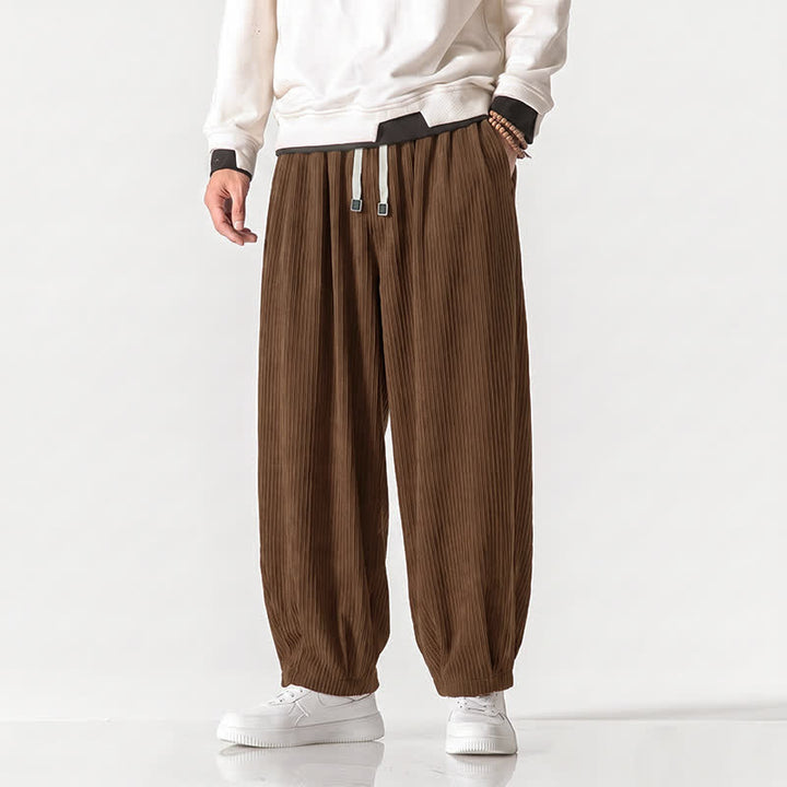 Buddha Stones Pantaloni harem da uomo in velluto a coste, stile vintage, con coulisse, per autunno/inverno, casual, vintage, con tasche. - image 28