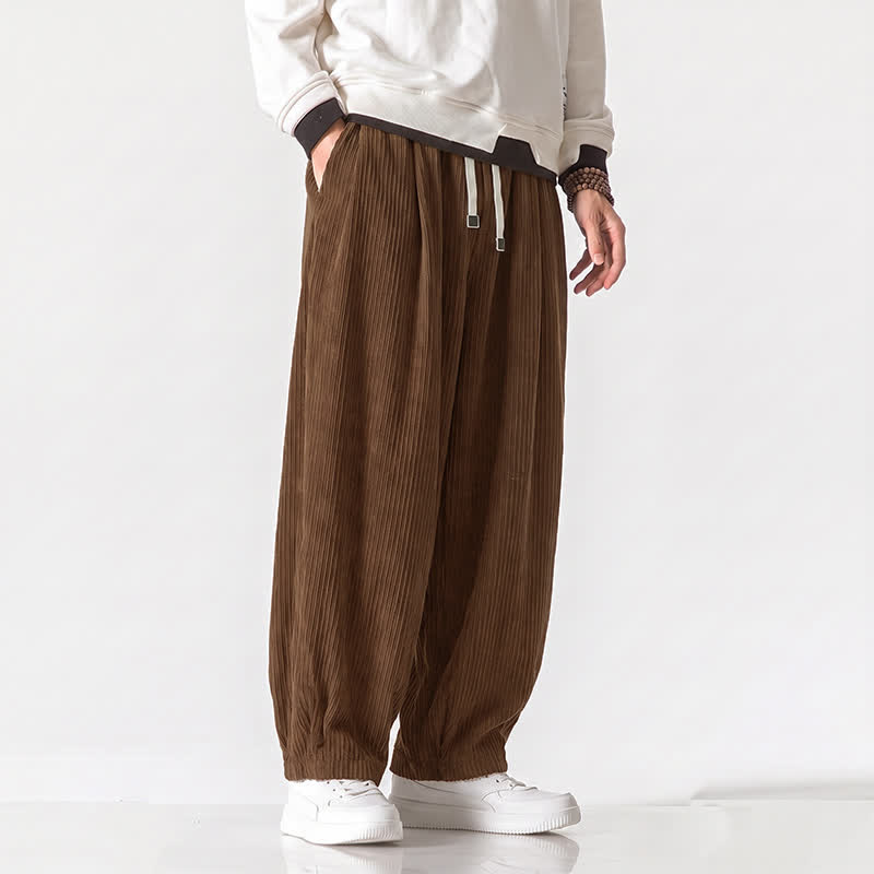 Buddha Stones Pantaloni harem da uomo in velluto a coste, stile vintage, con coulisse, per autunno/inverno, casual, vintage, con tasche. - image 27