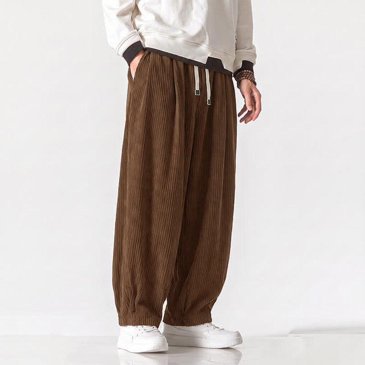Buddha Stones Pantaloni harem da uomo in velluto a coste, stile vintage, con coulisse, per autunno/inverno, casual, vintage, con tasche. - image 27