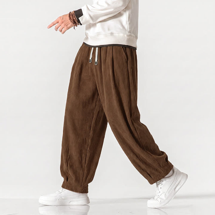 Buddha Stones Pantaloni harem da uomo in velluto a coste, stile vintage, con coulisse, per autunno/inverno, casual, vintage, con tasche. - image 29